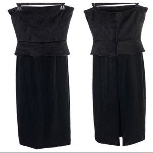 Richard Tyler Black Strapless Corset Midi Dress